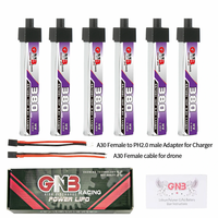 6Pcs Gaoneng 3.8V 380mAh 60C 1S LiHV Battery A30 Plug With Adapter Cable for BetaFPV Meteor65 Pro Happymodel Mobula6 HD