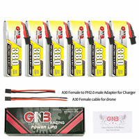 6Pcs Gaoneng 3.8V 380mAh 90C 1S LiHV Battery A30 Plug With Adapter Cable for Emax Tinyhawk S BetaFPV Beta75X