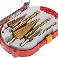 6PCS High-Speed Steel Step Drill Bits Set Titanium Coated 4-12mm 4-20mm 4-32mm Serrated Drill Bits for Metal Plastic Woo