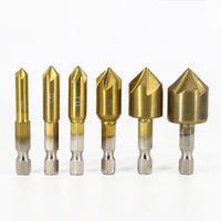 6Pcs HSS 1/4" Hex Shank Chamfer Countersink Chamfer Drill Bit 90 Degree Wood Chamfering Cutter 6mm-19mm Metal Drills