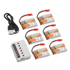 6Pcs ZOP POWER 3.7V 750mAH 30C 1S Lipo Battery JST Plug With Charger For RC Model