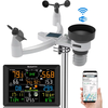 7-in-1 Weather Station Indoor Outdoor Temperature Humidity Wind Speed Direction Rain UV Wireless Color Console Forecast