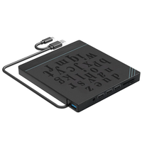 7 In1 USB 3.0 Type-C DVD CD ROM Disk Drive Player Burner Rewriter with SD Card Reader and USB Ports for Desktop Laptop