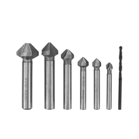 7-Piece Countersunk Drill Set,  Chamfering Knife Din335 Standard C-Type Straight Shank Three Teeth,  6 Diameters 6.3 / 8.3