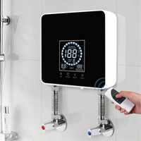 7500W 220V Instant Water Heater Wall Mounted Electric Water Heater Bathroom Kitchen LCD Temperature Display with Remote