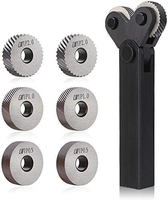 7pcs Steel Dual Wheel Knurling Tool Set with Diagonal Linear Knurl Wheel 0.5/1/2mm Pitch