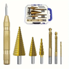 7PCS Titanium-Coated HSS Co Step Drill Bit Set High-Speed Steel for Metal Wood Plastic Precision Cutting with Automatic
