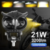 8-80VDual Color LED Motorcycle Electric Headlight Yellow & White Waterproof Motorcycle Headlight Fog Lamp Running Ligh
