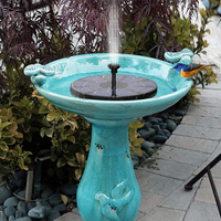 8-in-1 Solar Bird Water Fountain Set,  3.5W Circle Solar Floating Pump Built-in 1600mAH Battery for Working at Cloudy or