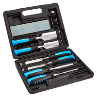 8-Piece Wood Carving Chisel Set Chromium-Vanadium Steel Blades Wood Handles Sharpening Stone and Honing Guide for Woodwo