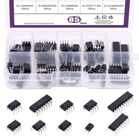 85Pcs Integrated Circuit Assortment Kit LM324 LM358 LM386 NE555 UA741 PC817 ULN2003 with Anti-Static Box for PCB Electro