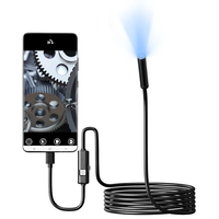 8MM Endoscope 8 LED Light Waterproof Type-C Direct Borescope IP67 Rated 1 MP Pixel Flexible/Hard Wire High-Resolution Im