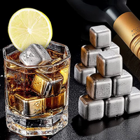 8PCS 304 Stainless Steel Ice Cubes Set Reusable Chilling Stones for Whiskey Wine Wine Cooling Cube Chilling Rock Party B