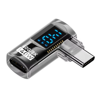 90 Degree USB-C Adapter Right Angle U Shape USB4 Type-C Adapter 40Gbps with LED Display PD 140W 8K Extender for Thunderb