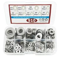 910pcs/200pcs 9 Sizes 304 Stainless Steel Flat Washers Assortment Kit M2 M2.5 M3 M4 M5 M6 M8 M10 M12 Suitable for Electr