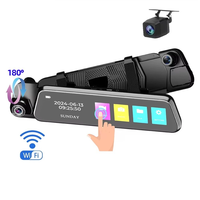 9.66 Inch Car Dash Camera Three-Way Recording 1080P Front 720P Interior 720P Rear Wide Angle WiFi G-Sensor 128GB Support