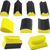 9PCS Hand Sanding Blocks Set Versatile Contoured Profile Yellow Durable Medium-Density Polyurethane Foam Convex and Conc
