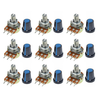 9Pcs/Set WH148 Potentiometer Resistor with Nuts and Potentiometer Button Cap Adjustable Knob for B1K/B2K/B5K/B10K/B20K/B