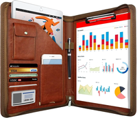 A4 File Folder Multifunctional Document Business Stationery Leather Conference Contract Folders Zippered Organizer Card