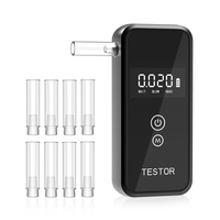 Accurate Portable Professional Breathalyzer Alcohol Tester with Digital Display 8 Reusable Mouthpieces for Home Car Use