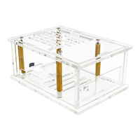 Acrylic Case for Raspberry Pi 5 PCIe to M.2 Adapter Board with Heat Sink Compact Design Efficient Cooling