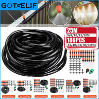 Adjustable Water Misting Cooling Irrigation System Kit Tubing Hose 5M/8M/10M/15M/20M/25M with Mist Nozzle Sprinkler