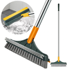AGSIVO 3 In 1 Floor Scrub Brush with Long Handle 180° Rotatable Shower Floor Scraper and V-Shaped Corner Stiff Bristles
