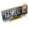 AGSIVO 7.4" LED Digital Projection Alarm Clock With FM Radio / Rotating Projector / Mirror Surface / Temperature Display