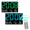 AGSIVO Large Digital Wall Clock Alarm Clock Large LED Display with Remote Control / Adjustable Brightness / Indoor Tempe
