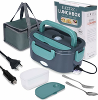 AGSIVO Portable 60W Electric Lunch Box Bento Box Food Heater Lunch Warmer Food Storage Container 12V 220V EU Plug For Ho