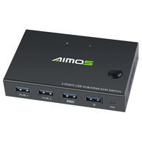 AIMOS USB HDMI KVM Switch Box Video Switch Display 4K Splitter KVM Switch for 2 PCs Share Switcher Keyboard Mouse Printe