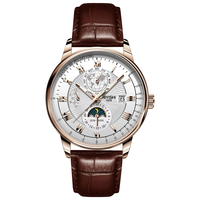 AIYISHI Men Business Luxury Quartz Watch Luminous Single Date Round Dial PU Leather Strap Watches Men