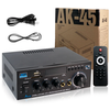 AK45 Stereo Audio Amplifier 2.0 Channel Bluetooth FM Radio USB SD Card Input Bass Treble Control Compact Amplifier