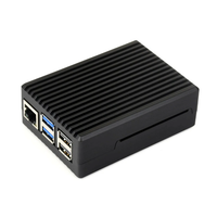 Aluminum Stripe Grooved Case For Raspberry Pi 5 Built-In Cooling Fan and Heatsink Pillars