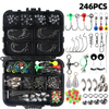 Anmuka 246pcs Fishing Tackle Box Fishing Accessories Set with Fish Hooks Lead Sinker Swivel for Bass Trout Walleye Fishi