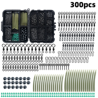 Anmuka 300pcs Carp Fishing Tackle Kit with Quick Change Rolling Swivels Speed Links Anti-winding Sleeves Hook Stops Bead