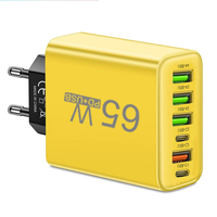 AR-880 3.1A 65W 6-Port USB PD Charger 4USB-A+2USB-C Fast Charging Wall Charger Adapter EU Plug for iPhone 15 14 13 Pro f