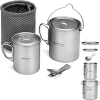 Astrolux® Ti-M1 Titanium Mug Titanium Pot Lightweight Camping Pot Titanium Cup Titanium Backpacking Pot with Portable Fo