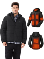 Auxo 9-Zones Men Heated Hooded Jacket with 20000mAH Power Bank - Waterproof Lightweight Warm Electric Heating Coat for W