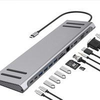 Bakeey 13 in 1 Type-C Docking Station USB-C Hub Splitter Adaptor with USB2.0*3 USB3.0 Type-C*3 HD RJ45 VGA SD/TF Card Re