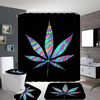 Bakeey Plant Leaves Printed Curtain For Bathroom Shower Anti-slip Bath Mat Sets Toilet Cover Kitchen Carpet-4-piece Set