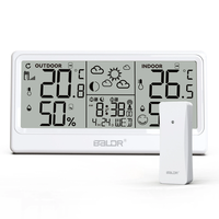 BALDR 8.5" LCD Screen Weather Station RCC Alarm Clock Digital Temperature Humidity Meter Weather Forecast Calendar Moon