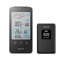 BALDR Touch Key Wireless Weather Station Alarm Clock Calendar Moon Phase Wireless Indoor and Outdoor Temperature and Hum