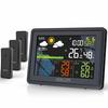BALDR Weather Station Alarm Clock Wireless Indoor Outdoor Thermometer with Atomic Clock Forecast Station 3 Outdoor Senso