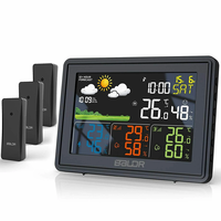 BALDR Weather Station Alarm Clock Wireless Indoor Outdoor Thermometer with Atomic Clock Forecast Station 3 Outdoor Senso