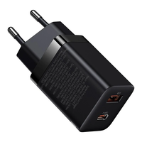 Baseus 30W 2-Port USB PD Charger USB-A+USB-C PD3.0 QC3.0 Apple2.4 BC1.2 Fast Charging Wall Charger Adapter EU Plug for i