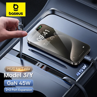 Baseus Car Intelligent Docking Station Hub 45W PD Fast Charger USB Shunt Hub Splitter for Tesla 2023 2024 Model 3 Model