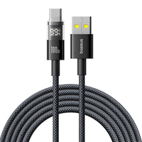 Baseus Display 2 100W USB-A to Type-C LED Display Cable Fast Charging Data Transmission Tin-Plated Copper Core Line 1M/2