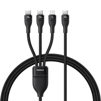 Baseus Flash Series 3 100W Type-C to Type-C+Type-C+iP Cable PD Fast Charging Data Transmission Copper Core Line 1.5M Lon