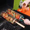 BBQ Grill Basket Round BBQ Cage Outdoor BBQ Smoking Cage Portable BBQ Net Rotating Drum Stainless Steel Grill Cage Round